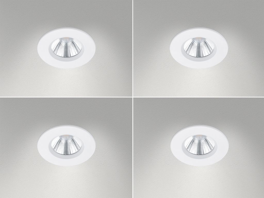 LED Einbaustrahler Decke 4er Set rund dimmbar Weiß matt 5,5W - Deckenbeleuchtung