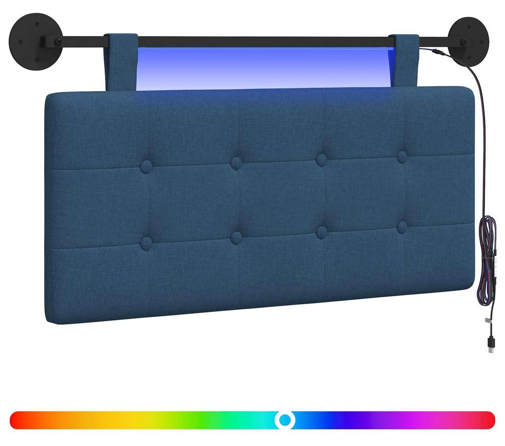vidaXL Hängendes Kopfteil Mit LED Licht Blau Stoff
