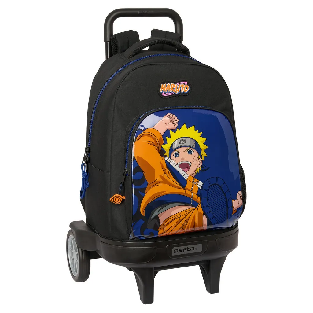 Sac à dos scolaire à roulettes Naruto Ninja Bleu Noir - 33 x 45 x 22 cm