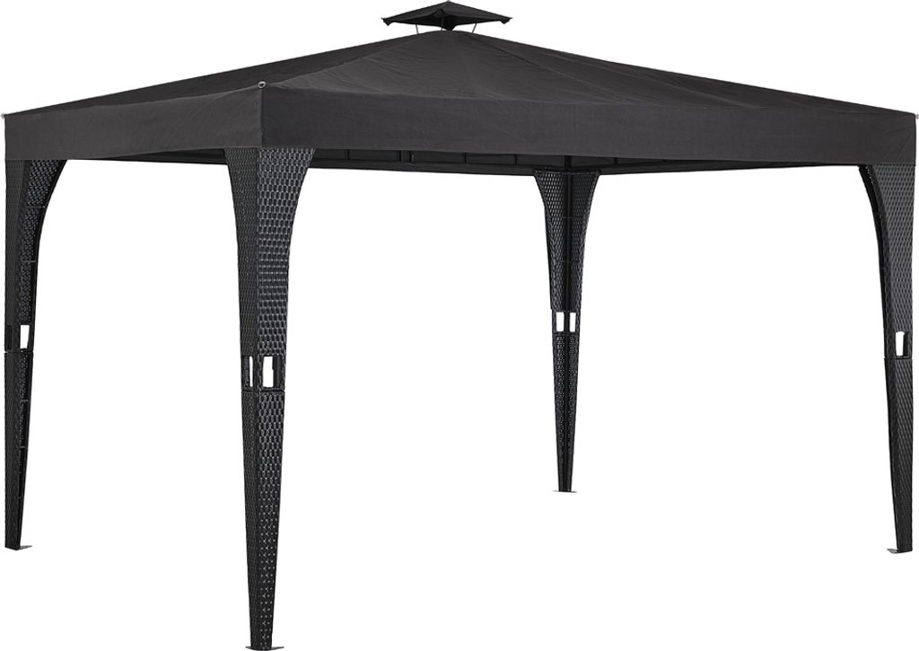 Pavillon 3x4m Gartenpavillon Poly Rattan Wasserabweisend Partyzelt UV-Beständig Gartenzelt Metall Schmutzabweisend Grau