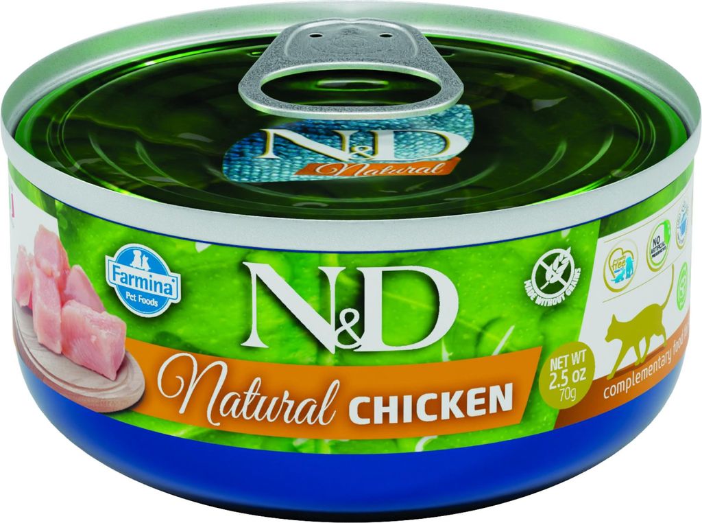 N&D Natural Nassfutter für Katze Huhn 70 gr. - Pro 24 Stück