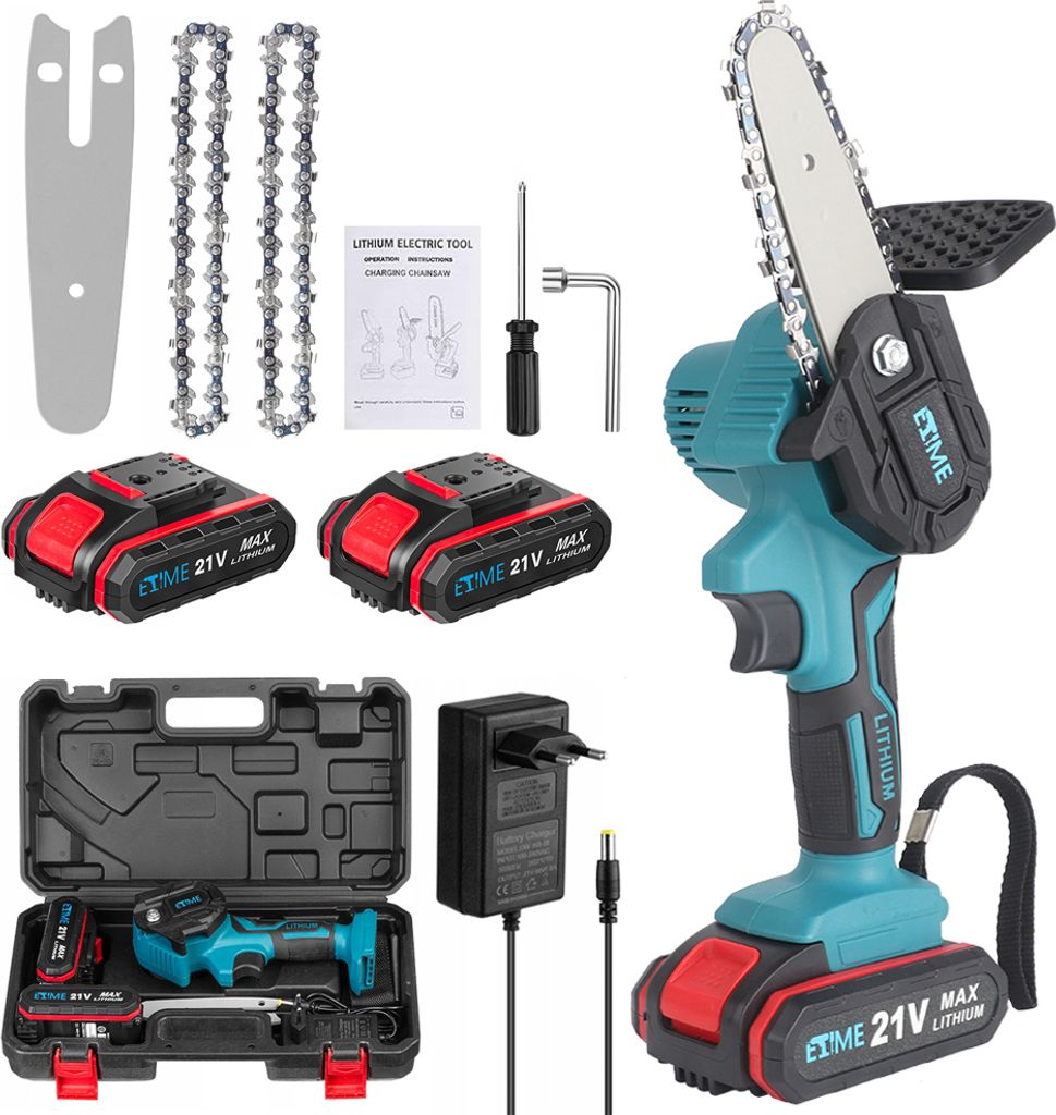 Mini Kettensäge, 4 Zoll Mini Kettensäge Elektro mit 2 Akku, Produktbild 