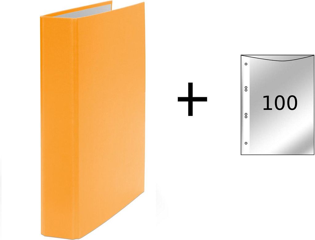 Ringbuch / DIN A5 / 2-Ring Ordner / Farbe: orange + 100 Prospekthüllen