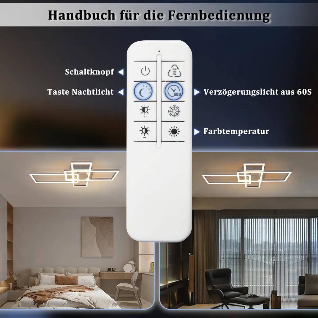 Plafonnier LED moderne pour salon et bureau 72cm Argent Dimmable 48W - 3