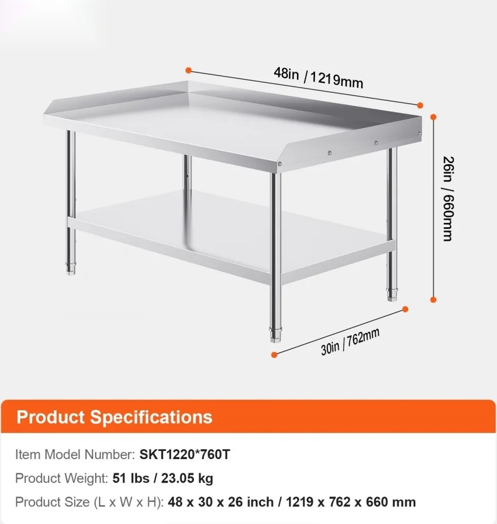 Table de cuisine robuste 1219x762mm en acier durable îlot de qualité - 7