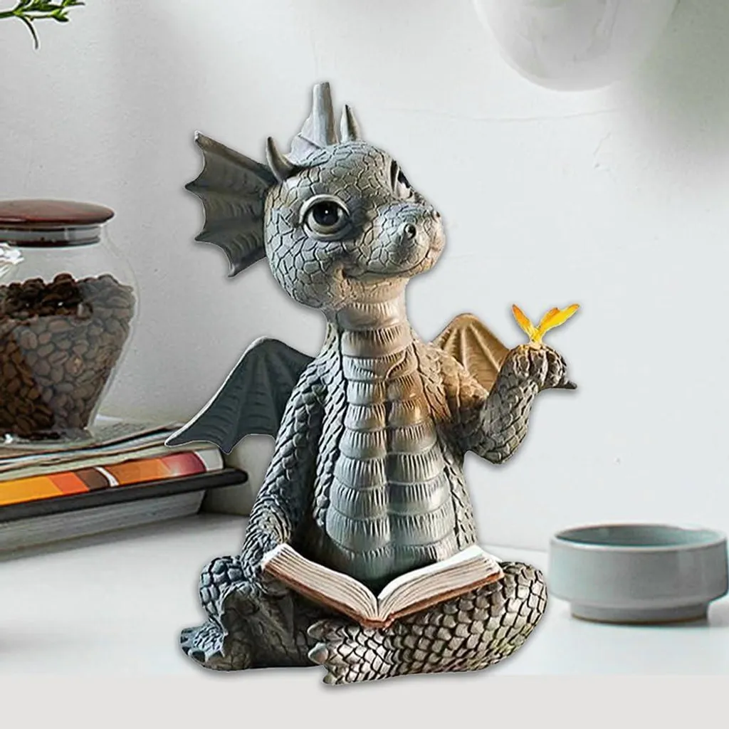 Sculpture de dragon pour jardin décorative en résine effet pierre