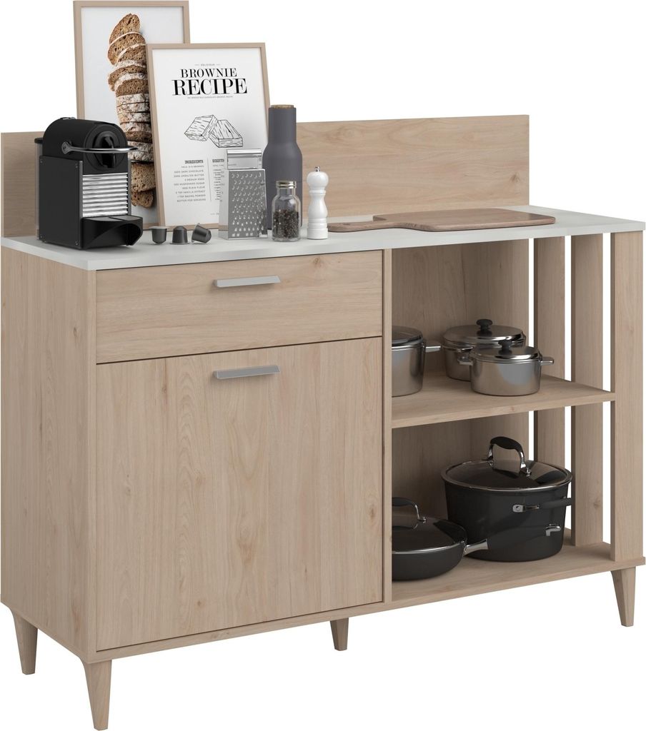 Küchenbuffet >Gala 12< in Jackson Eiche Nachbildung / Beton-Optik - 120x100x41 (BxHxT)