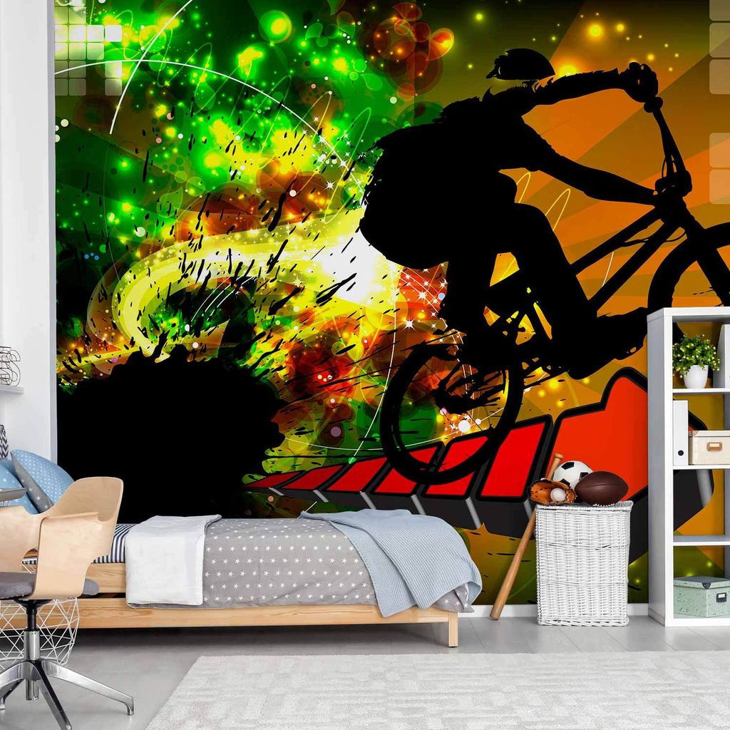 Selbstklebende Folie Fototapete - Bicycle Tricks 196x140 cm Streetart i-B-0054-a-a