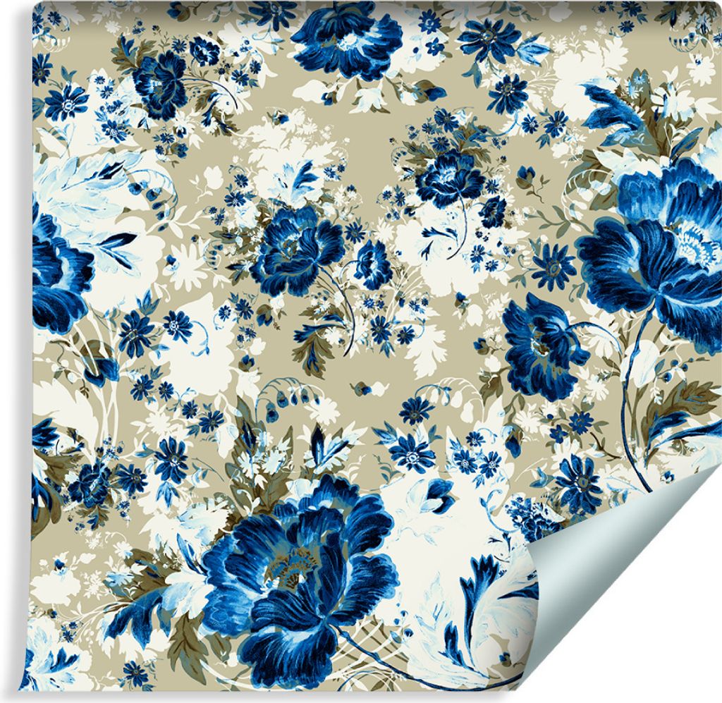10m VLIES TAPETE Rolle Natur Schüne Blaue BLUMEN XXL