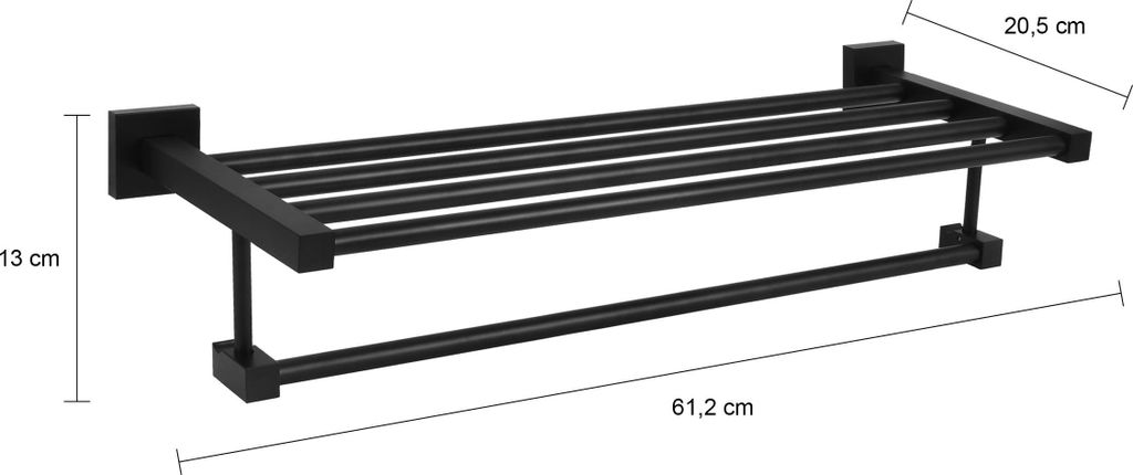 QUVIO Handtuchhalter - Mit 1 Stange + 1 Ablage - Handtuchhalter - Handtuchhalter - Geschirrtuchhalter - Für die Wand - Mit extra Ablage für Zubeh...