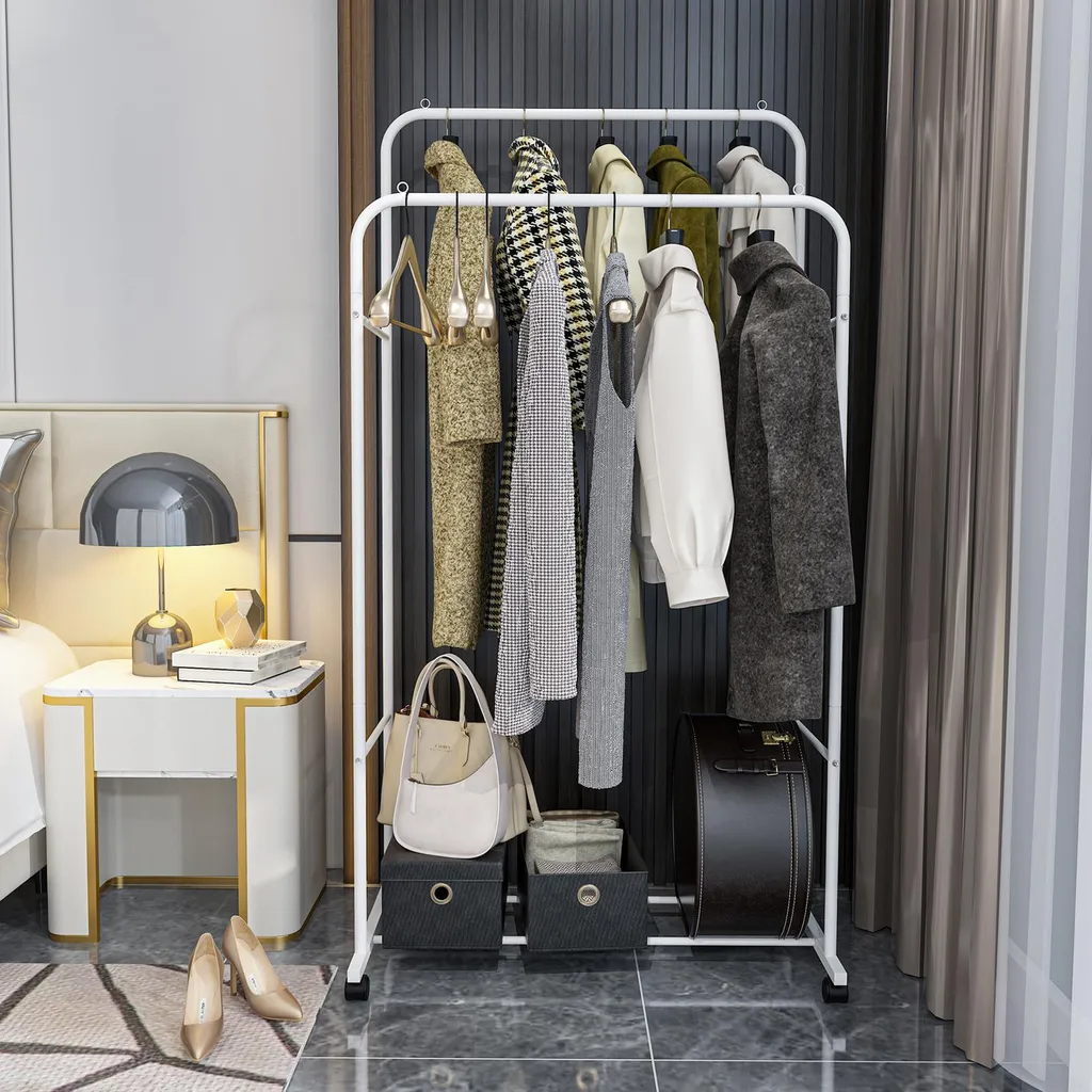 Dressing ouvert mobile avec 2 tringles pour chambre et petit espace