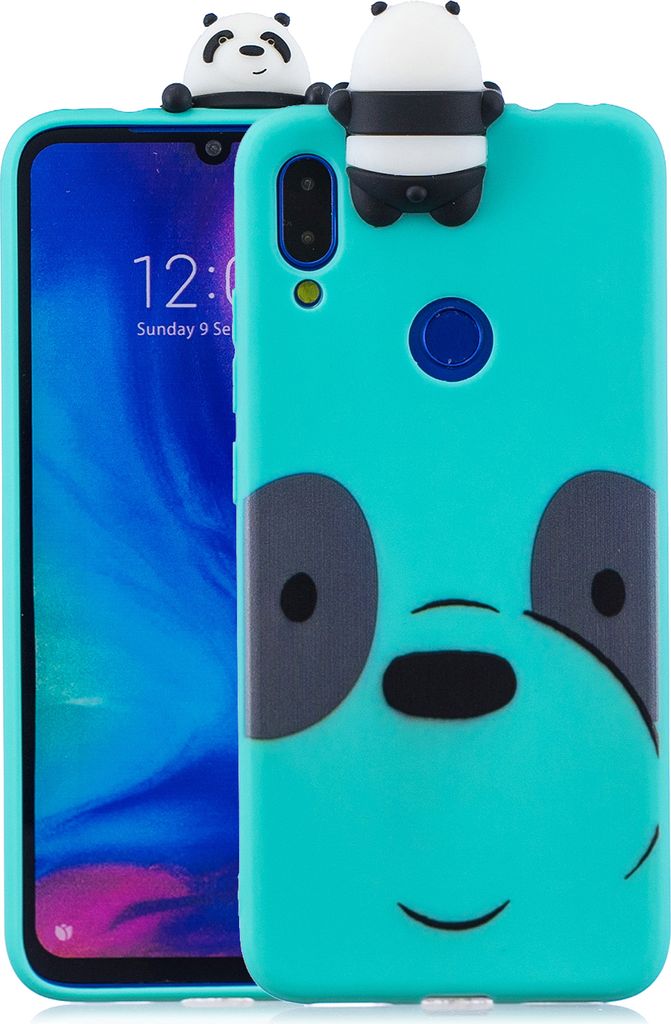 Für Redmi NOTE 7 3D niedlich gefärbte Tier TPU Anti-Kratz rutschfeste Schutzhülle Rücken Case Hellblau