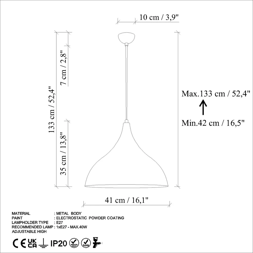 Lustre métallique bleu clair 133cm Opviq Bitlisim à structure allongée - 8