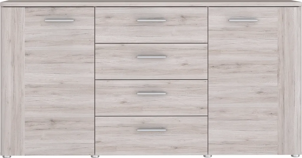 Sideboard Big Bang en bois de chêne sablé 160 cm à 4 tiroirs larges