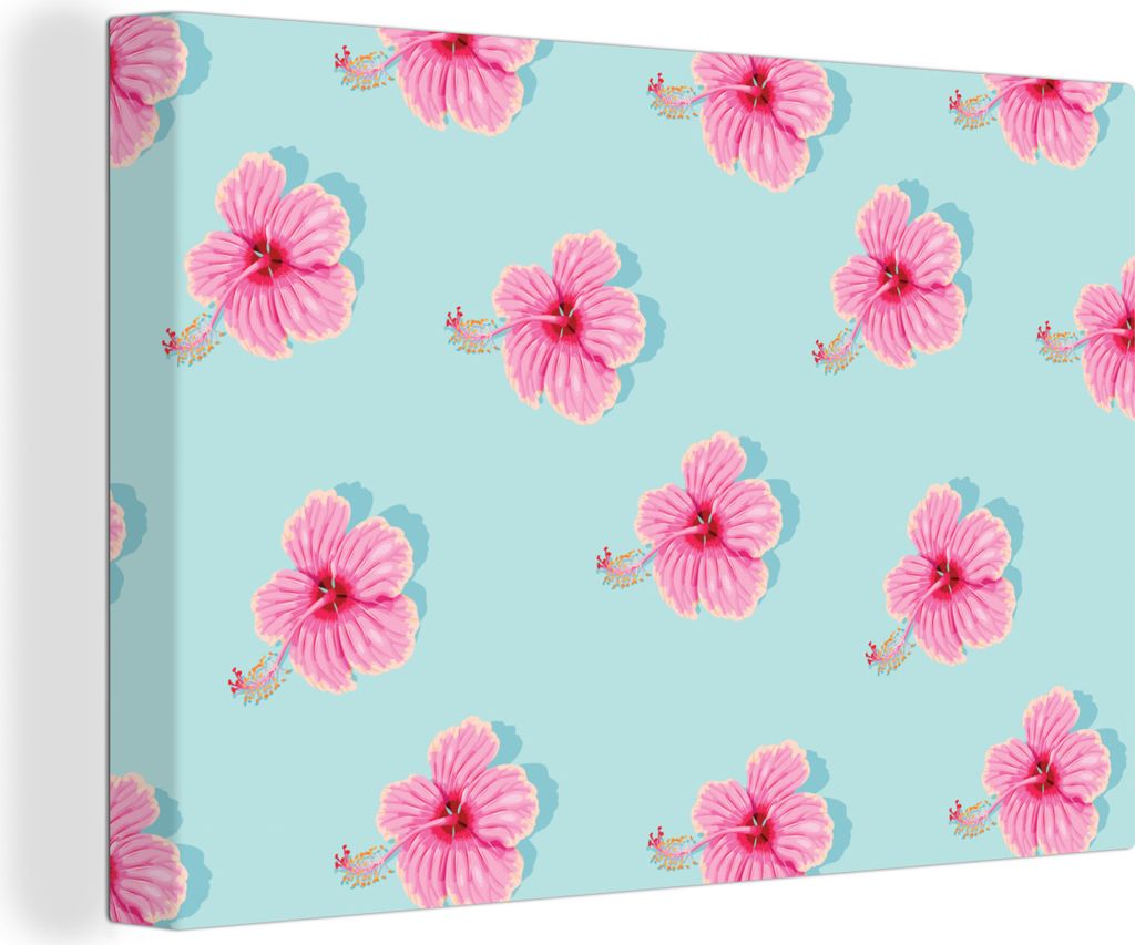 OneMillionCanvasses - Leinwandbilder - 150x100 cm, Blumen - Sommer - Rosa - Muster, Wandbilder Kunstdruck Wanddekoration