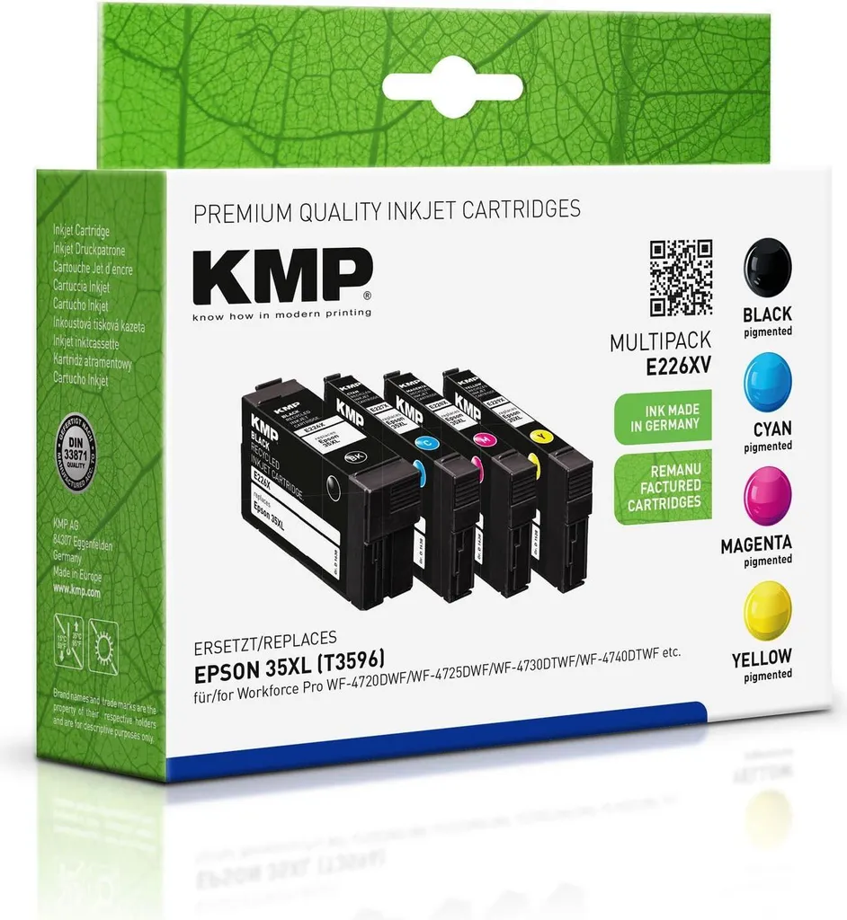 Pack Cartouches E226XV KMP pour Impression Bureautique et Documents Couleur