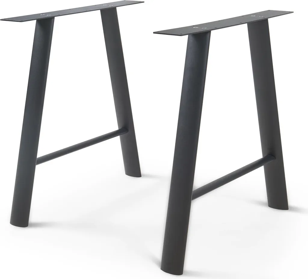 Pieds de table en A en acier noir 72x70x10cm Hullem, haute stabilité
