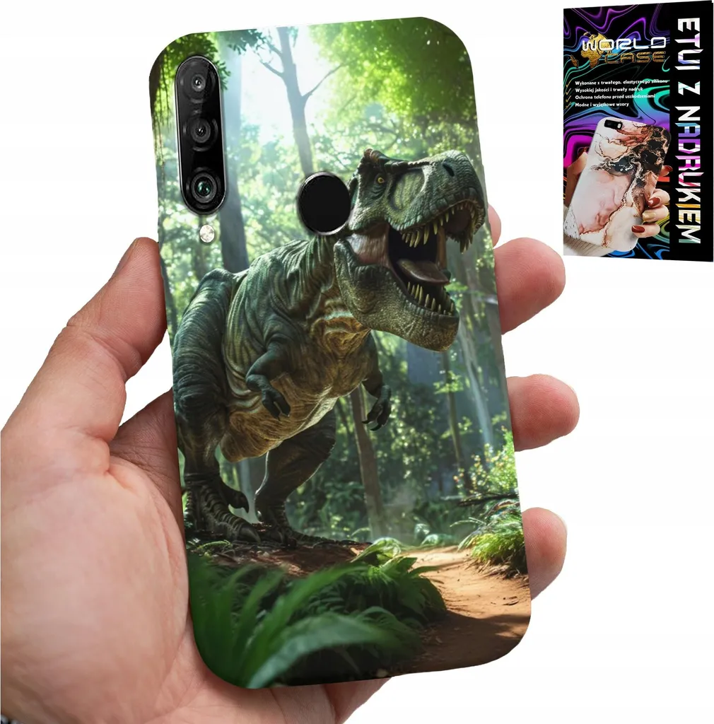 Custodia Huawei P30 Lite Dinosauro Tirannosauro con Vetro Temperato