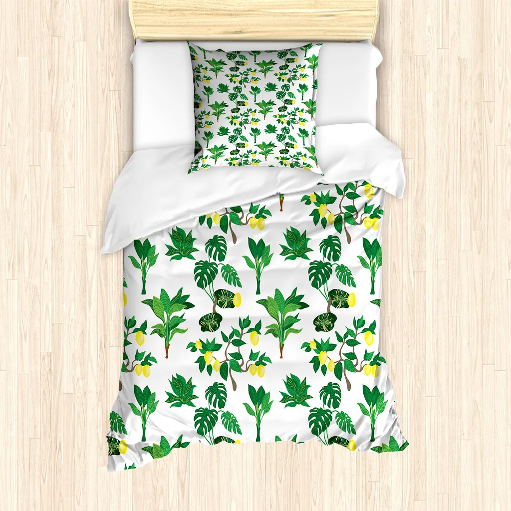 Copripiumino Singolo ABAKUHAUS Tropical Citrus 135x200 Giallo Verde