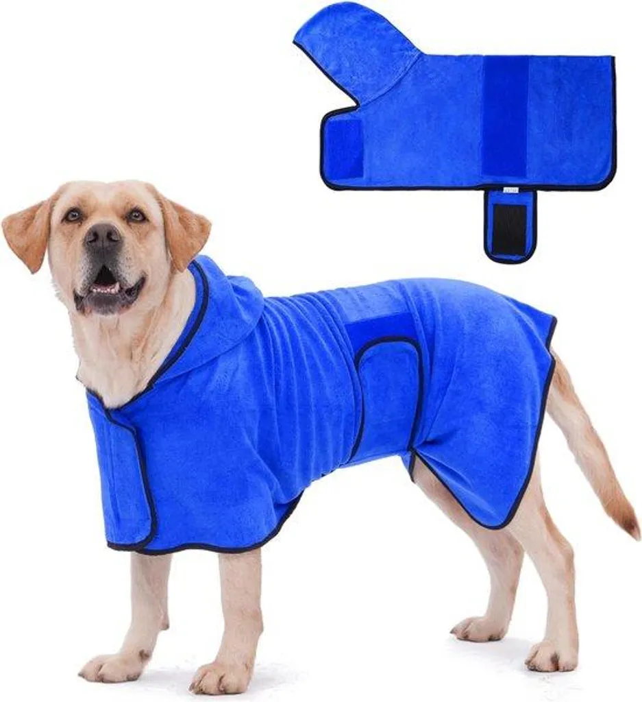 Grand sac de bain pour chien XL bleu marine ultra absorbant et doux