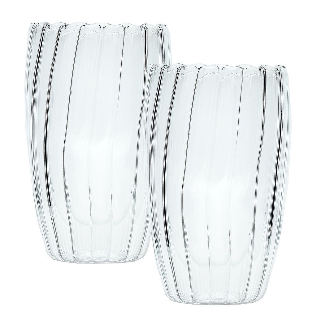 Intirilife 2x Doppelwandiges Thermo Glas - Striped Style - Produktbild 