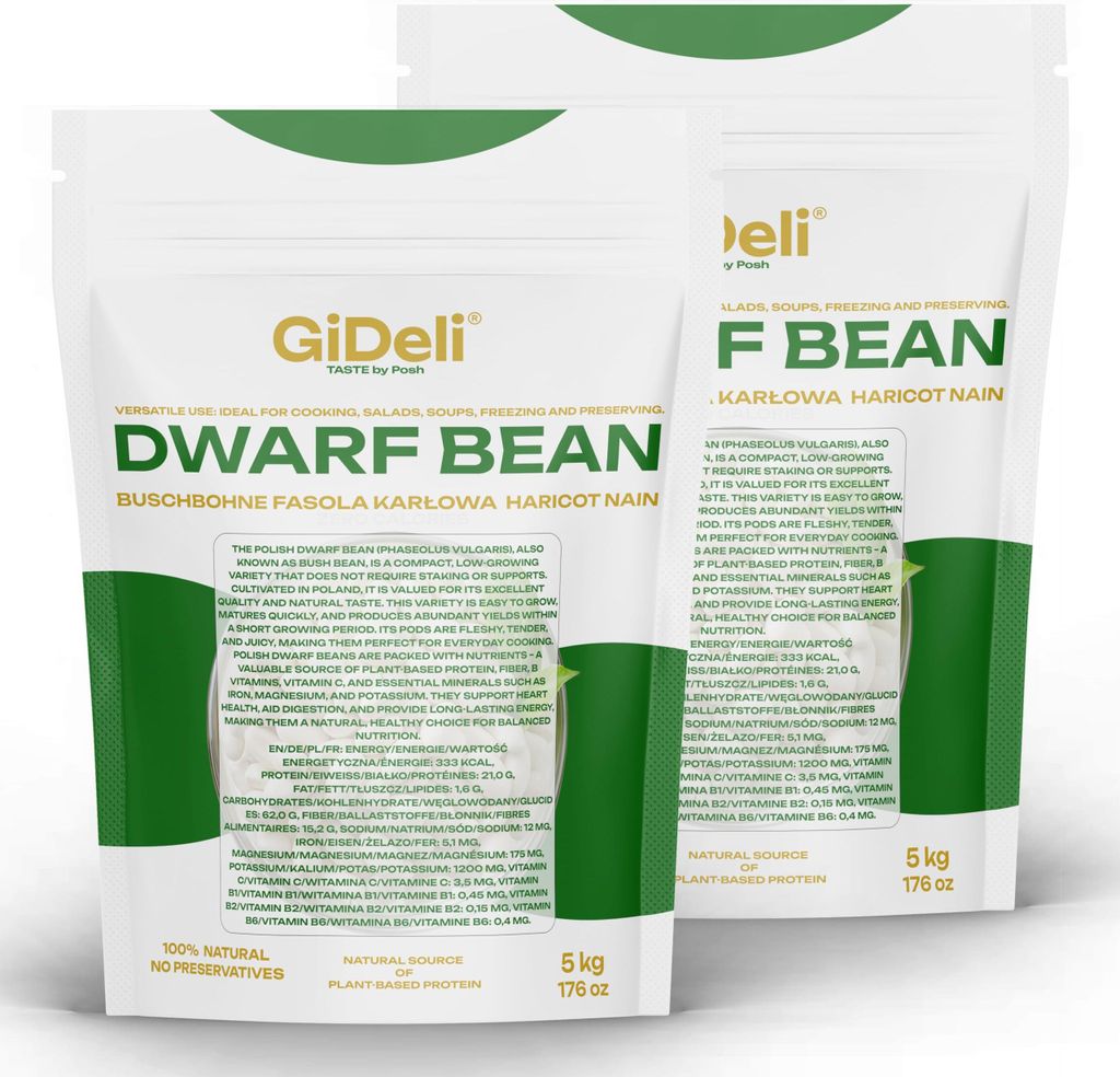 GiDeli Sušená biela fazuľa 2 x 5 kg - s vysokým obsahom Obrázok produktu 
