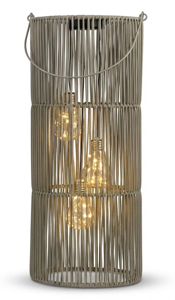 formano Solarlaterne Außen Garten Rattan Laterne 3 LED Birnen 55 cm Solarleuchte