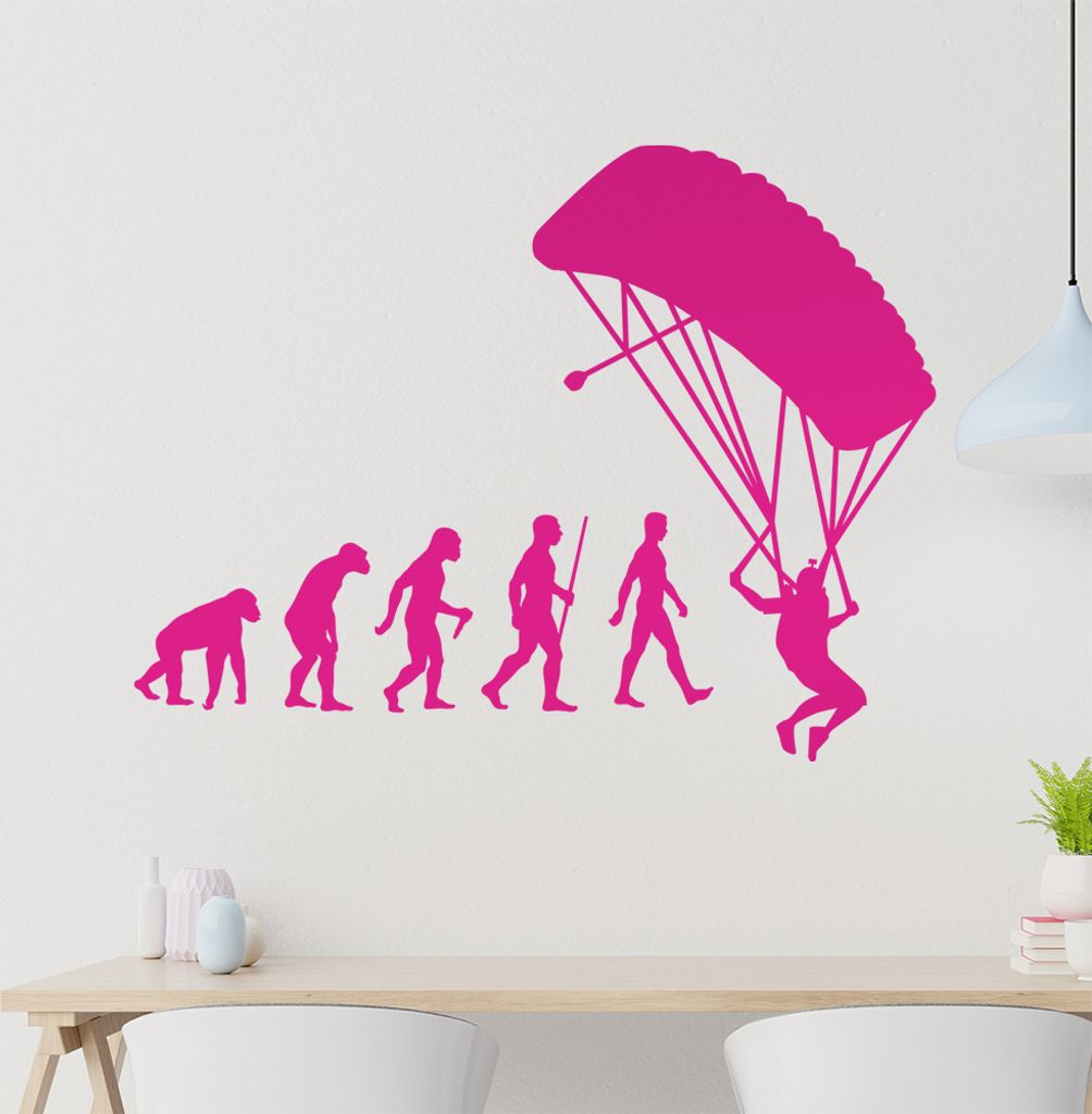 Gleitschirmfliegen Evolution Wandtattoo Wandaufkleber Wall Sticker - Dekoration, Küche, Wohnzimmer, Schlafzimmer, Badezimmer