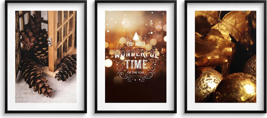 Decorazioni Murali Soggiorno Holidays Glamour Gold 3x50x70 Alta Qualità