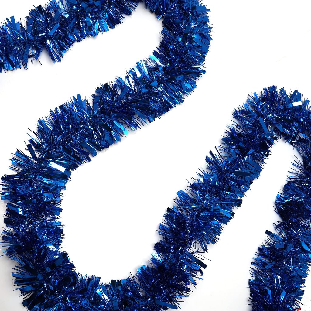 BELLE VOUS Lametta (3 Stück) - 3m Lametta Girlande Blau Deko Girlande für Weihnachtsbaum - Christbaum Lamettagirlande Weihnachten für Wand, Fens...