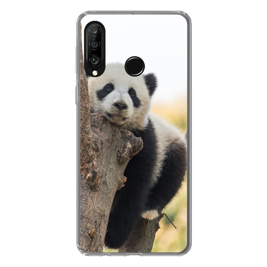 MuchoWow Handyhülle Schutzhülle Hülle für Huawei P30 Lite Panda - Baum - Licht Silikon Softcase Handy Hülle - Handyhülle