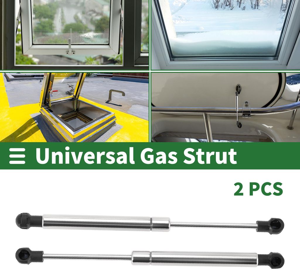 Universelle Edelstahl-Liftunterstützungsstreben Kunststoff-Endbefestigung Gasfeder 10 Zoll/254 mm 10 Pfund/45N/4,5 kg Edelstahl Silberton 2 Stück