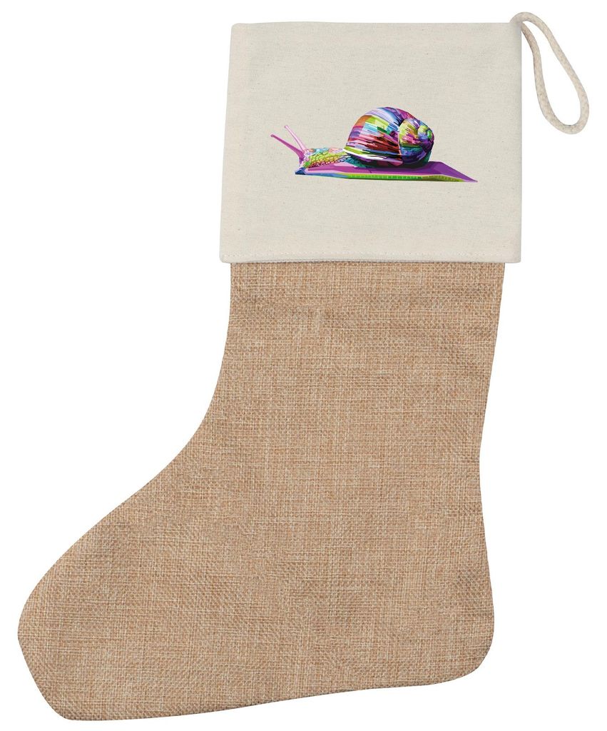 Huuraa Weihnachtsstrumpf Schnecke Colorful Beige Jute Kaminstrumpf Geschenkidee