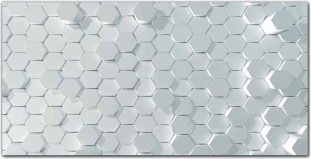 Coloray - Bild aus Glas - Glasbilder - 100 x 50 cm - Wanddekoration Küche Glasblock mit Bild Dekoration Wohnzimmer Gehärtetes Glas - Hexagon