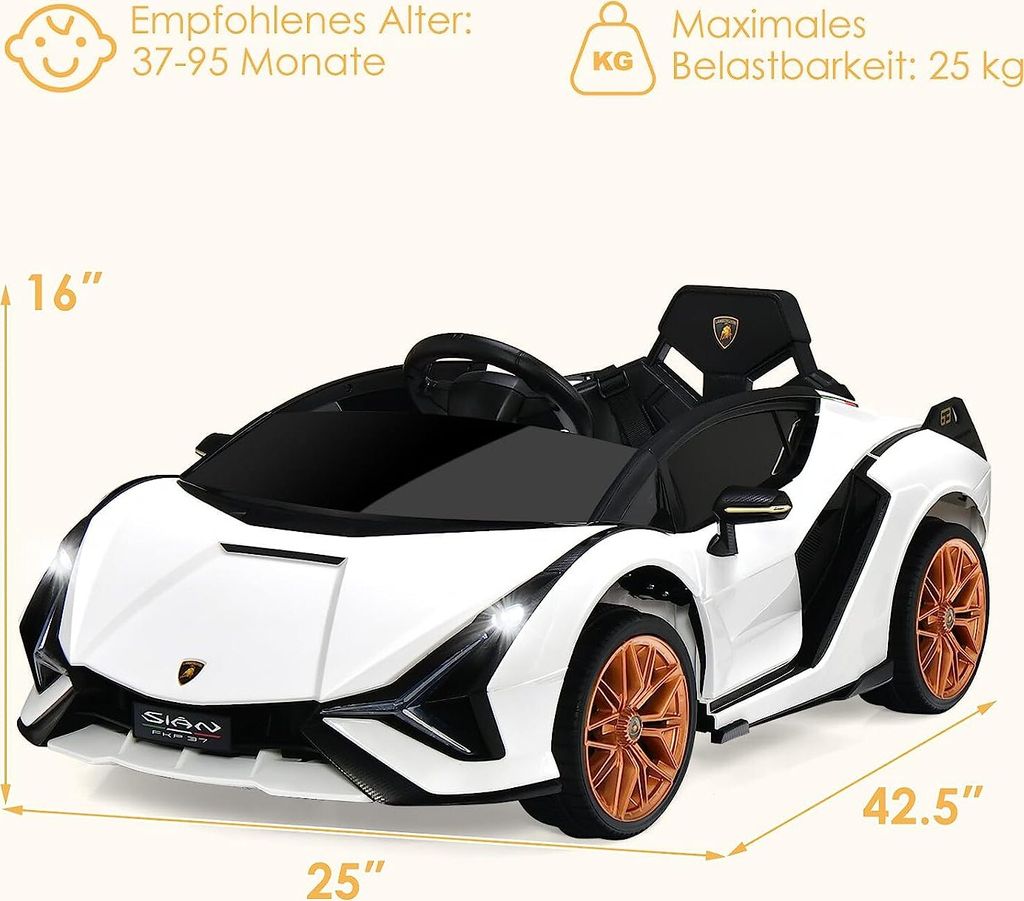 Samochód elektryczny dla dzieci COSTWAY 12V Lamborghini z Zdjęcie produktu 5