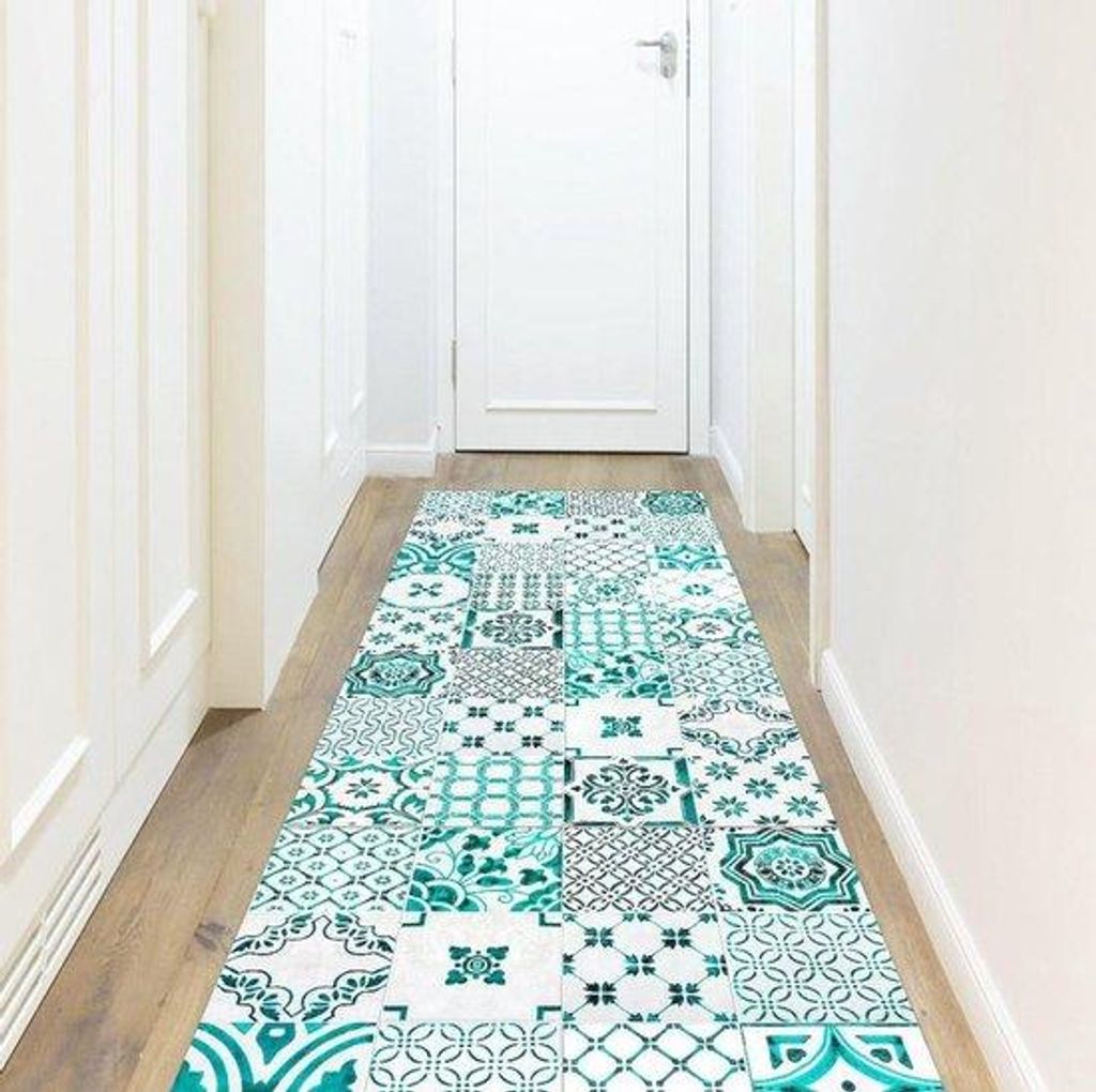Rechte Vinyl-Vloerbekleding für Wohnzimmer - Unterhaltsam - Hypoallergen - 66 x 250 cm - Türkis