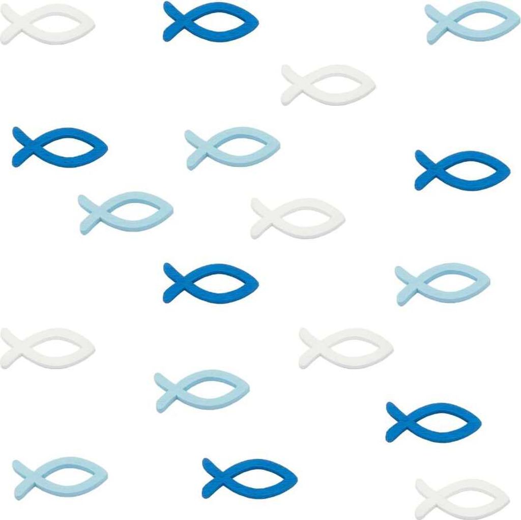 Oblique Unique 18 Holz Fische Mix Streudeko Taufe Kommunion Konfirmation - Echtholz