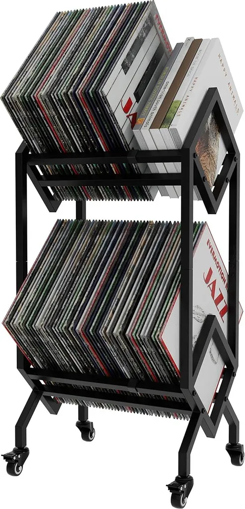 Rangement vinyles pour salon et studio - Étagère mobile facile à déplacer