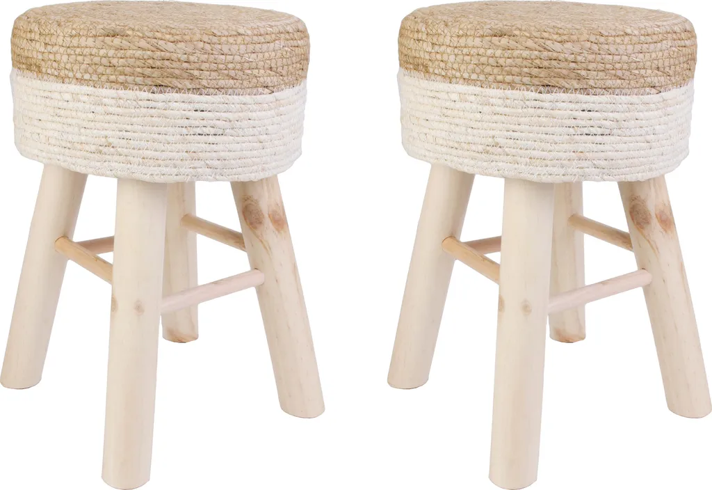Tabouret tressé beige lot de 2 : gagnez en confort et style pour votre bar
