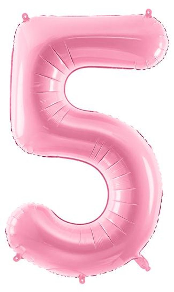 Folienballon Zahl „5“, 86cm, rosa Produktbild 