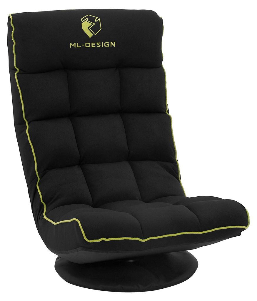ML-Design Gaming Bodenstuhl Schwarz-Grün, verstellbare Rückenlehne, Gaming Sessel 360° Drehbar Klappbar, Relaxsessel mit Kopfstütze Bodensessel