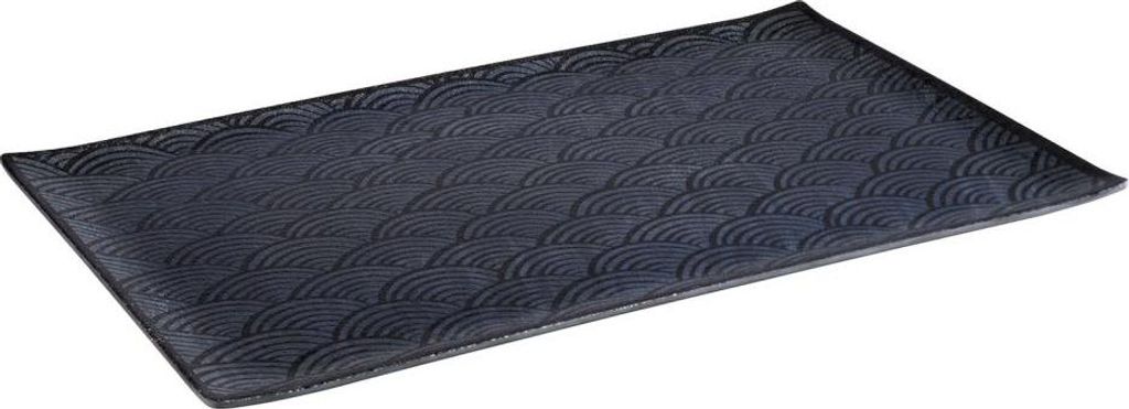 APS 84900 GN 1/1 Tablett DARK WAVE, 53 x 32,5 cm, Höhe 2 cm, Melamin, schwarz/Wellendekor