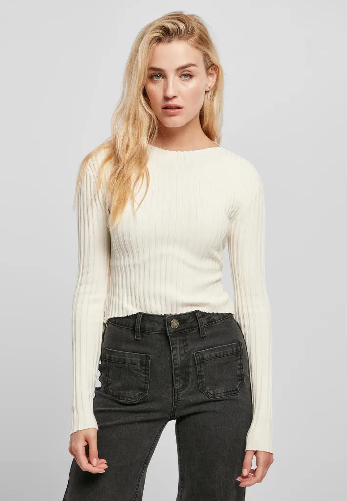 Pull Cropped Femme en Maille Côtelée avec Dos Torsadé Coloris Sable