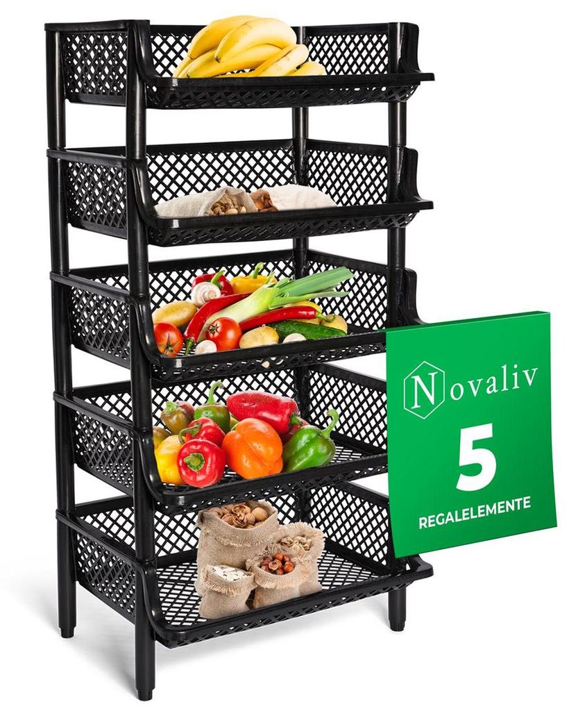 Novaliv 5 Stück Korbregal Schwarz Steckregal Stapelbar & Produktbild 