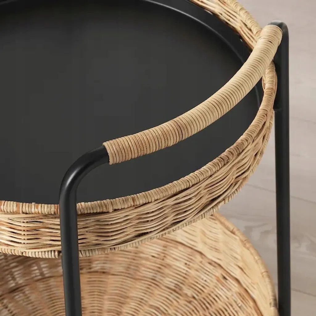 Petite table de chevet mobile 50x66cm - Support robuste sur roulettes - 4