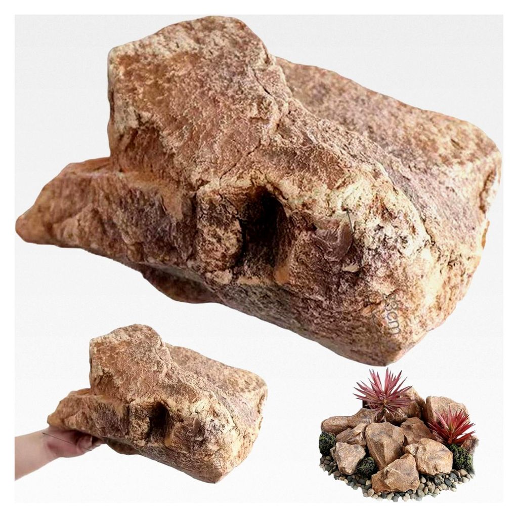 Faux-Stein, 13x9,1 Zoll Schaumstein mit natürlicher Textur, Sandsteinlandschaftsfelsen für Garten- und Innenhofdekoration