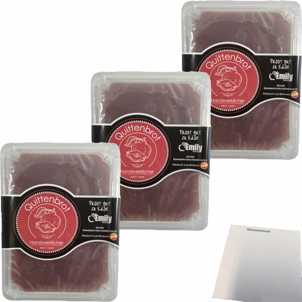 Emily Foods Quince Paste Carne de Membrillo Quittengelee 3er Pack (3x400g Box) + usy Block