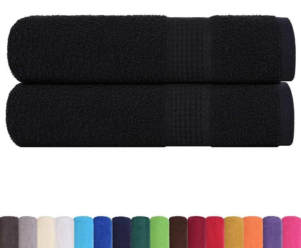 Ręczniki kąpielowe vidaXL FROGN, 2 szt., czarne, 70 x 140 Zdjęcie produktu 
