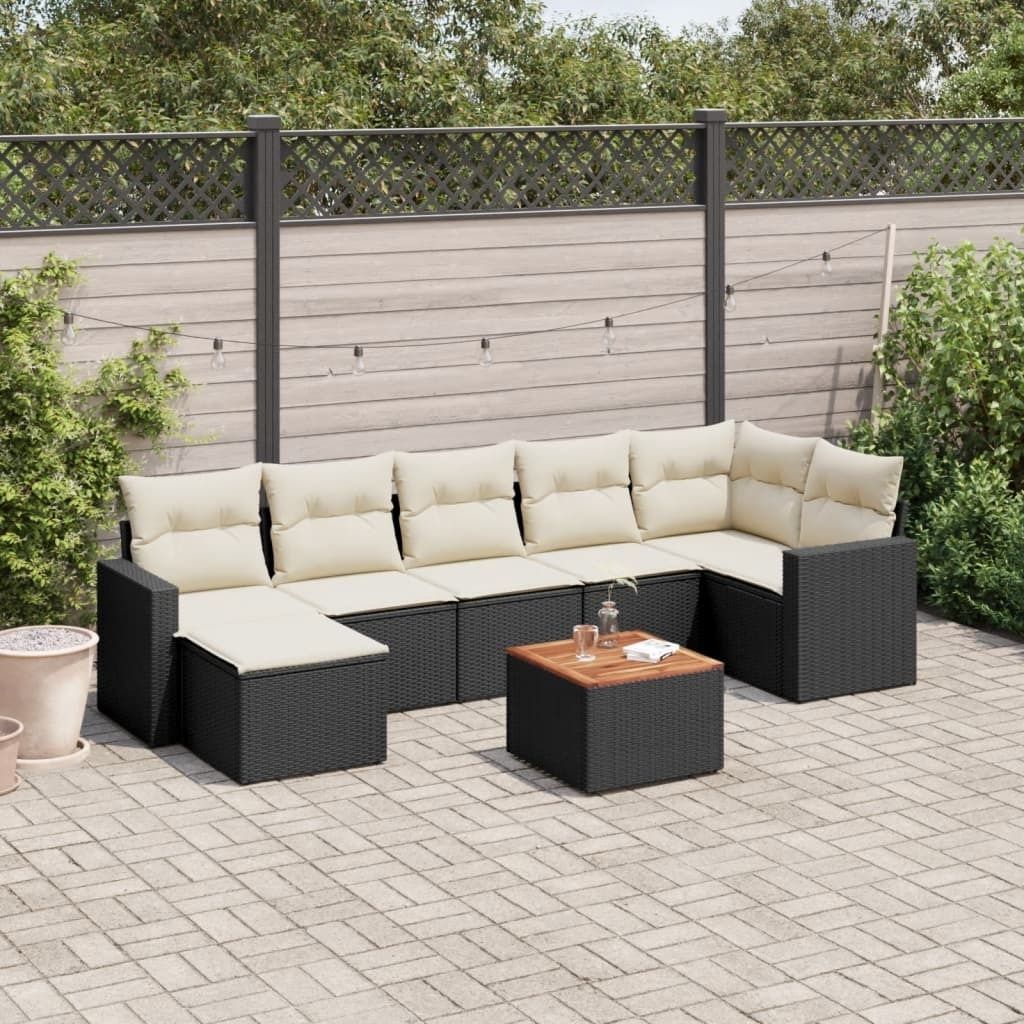 Maison Exclusive - 8-tlg. Garten-Sofagarnitur mit Kissen Schwarz Poly Rattan