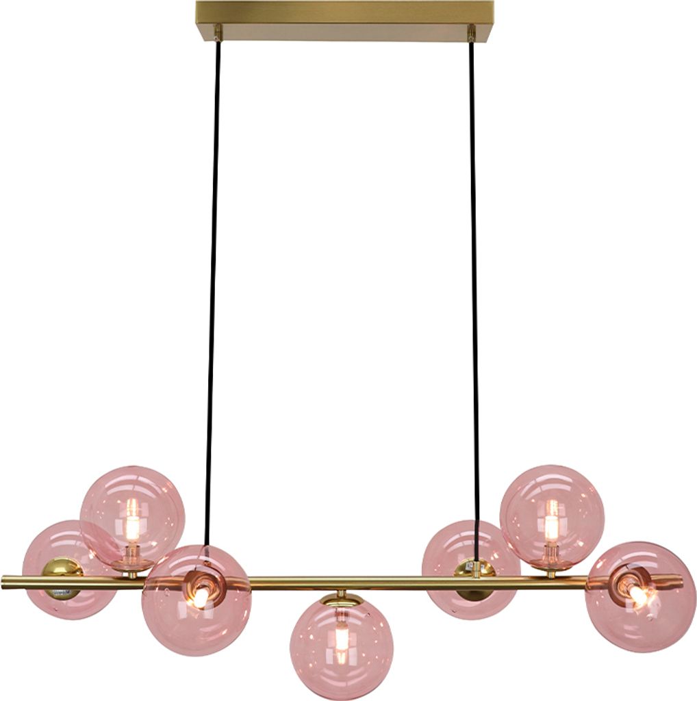 Olucia - REMO - Pendelleuchte - Rosa / Messing - 7 Watt Produktbild 